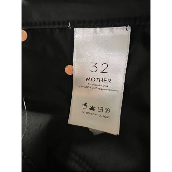 Mother Women's Black The Weekender Mid Rise Faux Leather Flare Pants Size 32 NWT - Picture 5 of 7